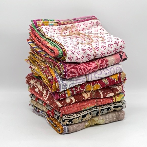 The Unbranded Brand Other - Set of 8 Kantha Cloth Napkins 16" Assorted Cotton Party Holiday Boho Mix match